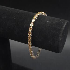DK 925 Citrine Tennis Bracelet Sterling Silver Stainless Steel